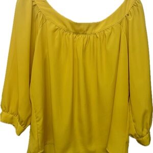 Anthropologie Maeve Yellow Off-Shoulder 3/4 Sleeve Blouse - Size Medium